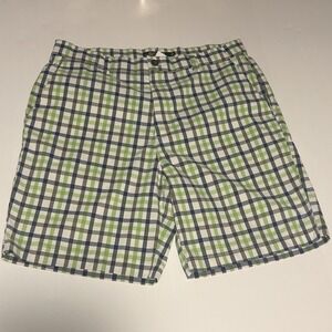 Chaps Golf‎ Shorts Men's 34 White / Lime Green / Blue Plaid